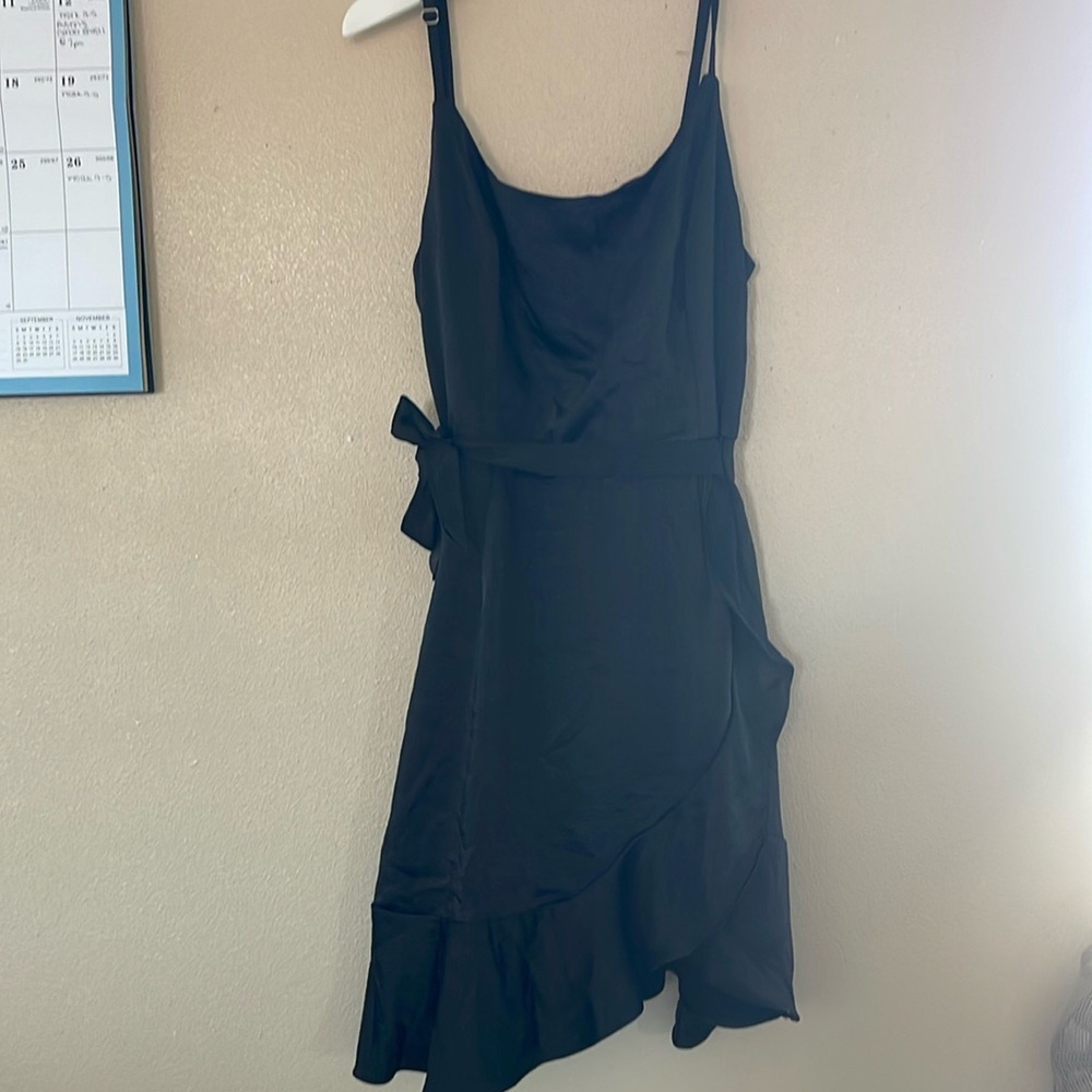 Black silk zip up dress